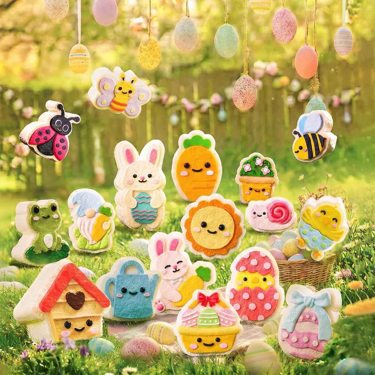 Spring themed TABASQUISHY collection in a sunny garden